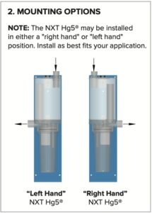 These are the mounting options for the Solmetex Hg5 Amalgam Separator.