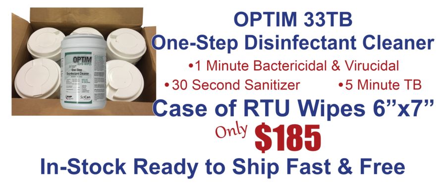 We have a case of Optim 33TB RTU wipes on sale for only $185.