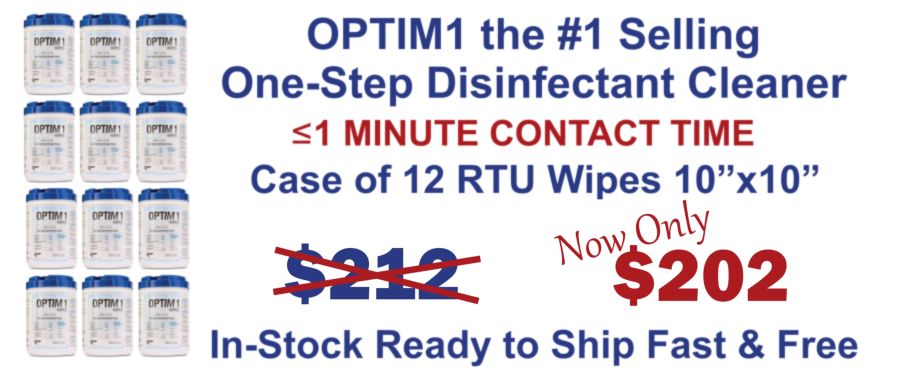 We have Optim 1 10x10 RTU Wipes on sale. A case of 12 canisters for only $202