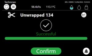 This is the cycle completion screen on the Tuttnauer T-Top