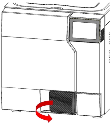 This is the door open instructional graphic on the Tuttnauer T-Top.