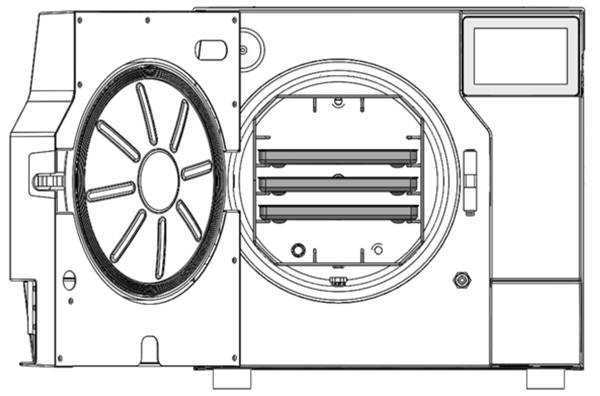 This is the open door and tray layout of the Tuttnauer T-Top.