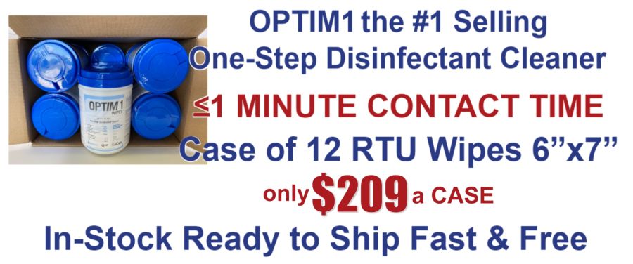 Case of 12 Optim1 6"x 7" RTU wipes are only $209 with free shipping