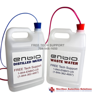 This is a Enbio S Custom Distilled Water & Waste Water Bottle Kit.