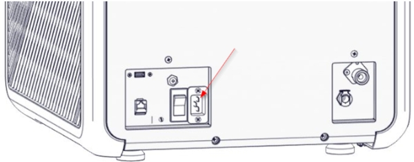 This is the power socket location on the Tuttnauer T-Edge 11S.