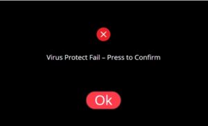This is the virus protect fail screen on the Tuttnauer T-Edge 11S.