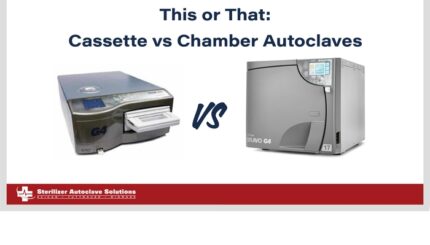 This is the "This or That: Cassette vs Chamber autoclaves" thumbnail graphic