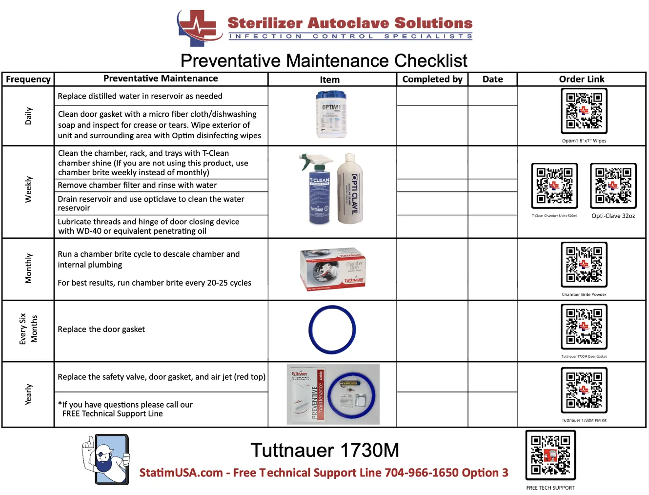 This is the updated Tuttnauer 1730M PM Checklist.