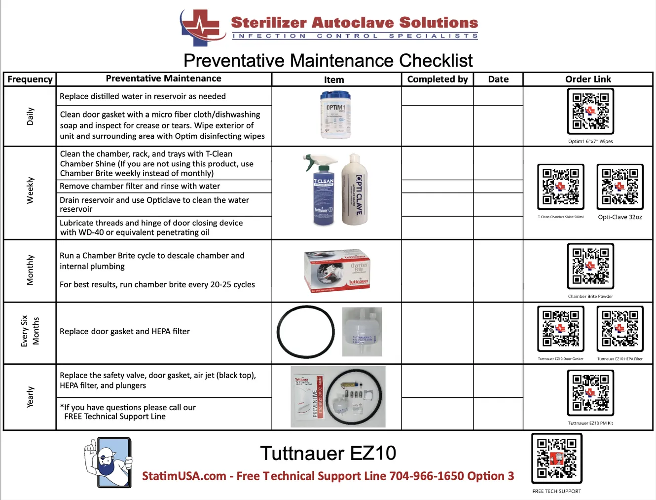 This is the updated Tuttnauer EZ10 PM Checklist.