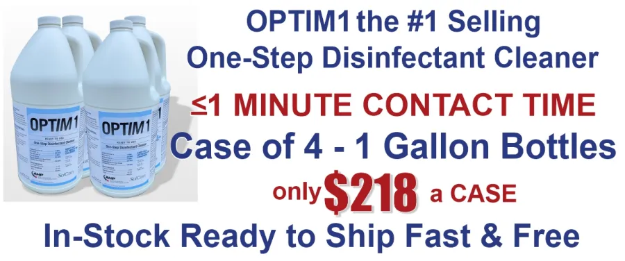 We have Optim1 cases of 4 x 1 Gallon Bottles for sale at $218.