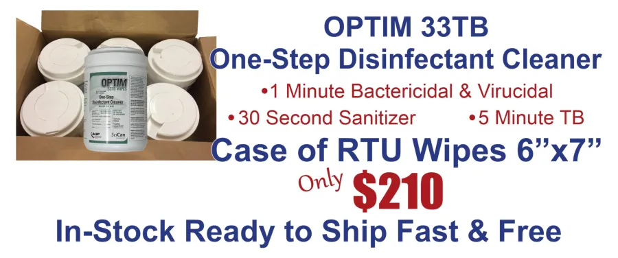 We have a case of Optim 33TB RTU wipes on sale for only $210.