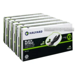This is 5 boxes of 100 X-Small Black Nitrile Exam Gloves 49439