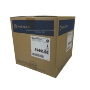 This is a case of 1000 Medium Black Nitrile Exam Gloves 49441