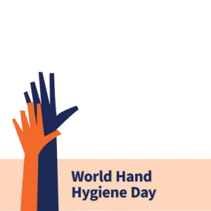 This is a minimalist graphic to promote the WHO's World Hand Hygiene Day 2025