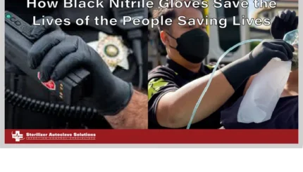 This is the thumbnail graphic for the blog titled: "How Black Nitrile Gloves Save the Lives of the People Saving Lives."