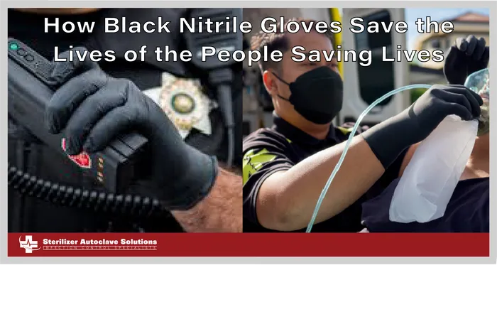 This is the thumbnail graphic for the blog titled: "How Black Nitrile Gloves Save the Lives of the People Saving Lives."