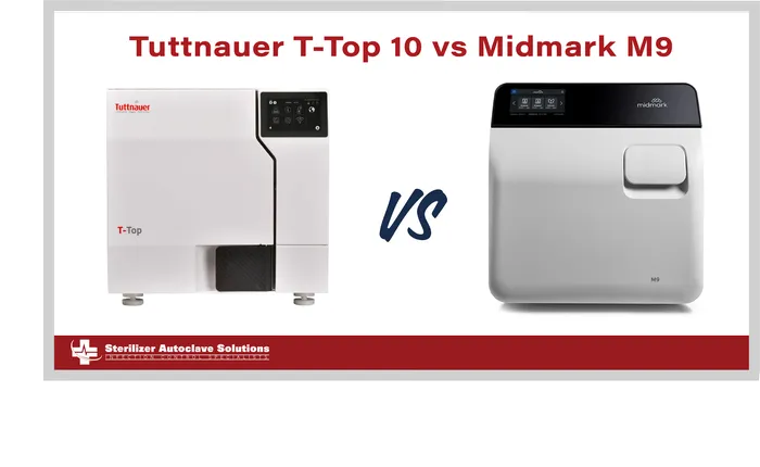 This is a thumbnail graphic for this blog that shows a Tuttnauer T-Top 10 and a Midmark M9 autoclave.