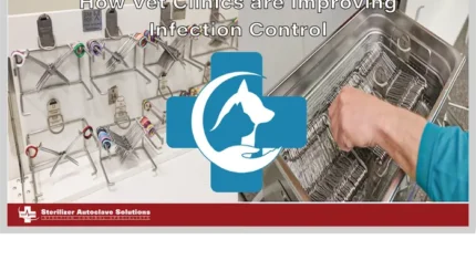 This is the thumbnail graphic for the blog titled "How Vet Clinics are Improving Infection Control."