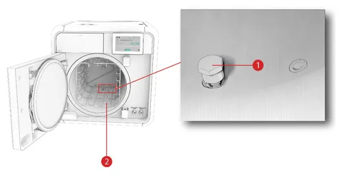 This is the labeled diagram for the chamber drain filter on the Tuttnauer T-Edge 11S TVET Edition