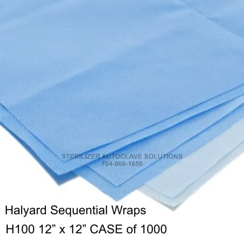 HALYARD Sequential H100 Sterilization Wraps CASE of 1000 12" x 12" wraps
