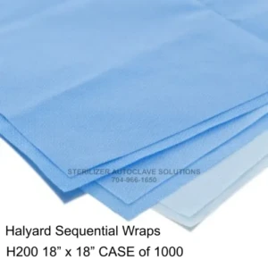 HALYARD 68018 Sequential H200 Sterilization Wraps CASE of 1000 18" x 18" wraps