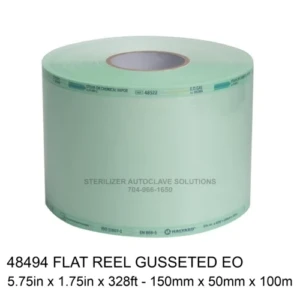 Gusseted reel of 48494 single use Halyard Heat Seal Paper Sterilization pouch film.