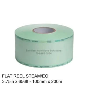 Flat reel of 48521 single use Halyard Paper Film Sterilization pouch film.
