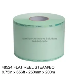 Flat reel of 48524 single use Halyard Paper Film Sterilization pouch film.