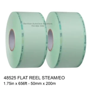 2 flat reel of 48525 single use Halyard Paper Film Sterilization pouch film.