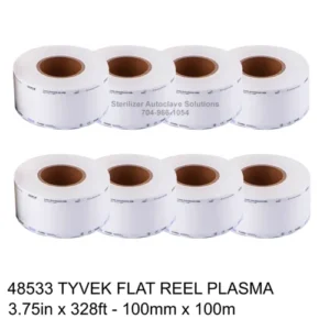 8 flat reels of 48533 Halyard Heat Seal Tyvek Sterilization pouch film.