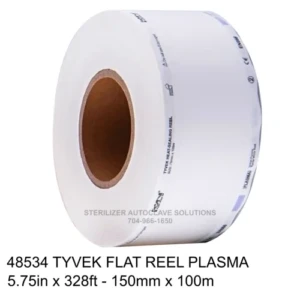 A flat reel of 48534 Halyard Heat Seal Tyvek Sterilization pouch film.