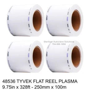 4 flat reels of 48536 Halyard Heat Seal Tyvek Sterilization pouch film.