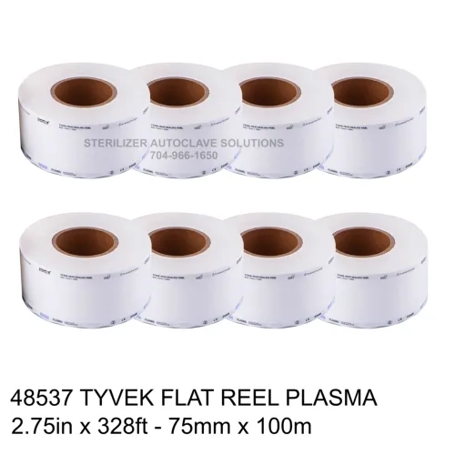 8 flat reels of 48537 Halyard Heat Seal Tyvek Sterilization pouch film.