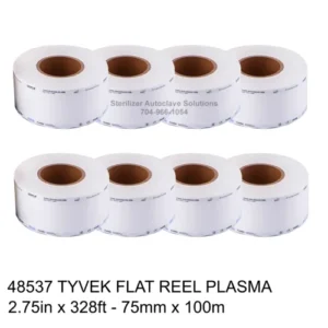 8 flat reels of 48537 Halyard Heat Seal Tyvek Sterilization pouch film.