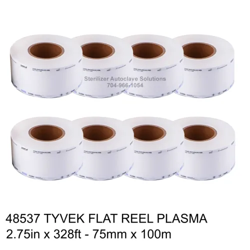 8 flat reels of 48537 Halyard Heat Seal Tyvek Sterilization pouch film.