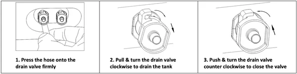 flight clave23+ drain valve drainage instruction graphic