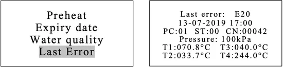 This is the last error settings screen on the Flight Clave23+ sterilizer.