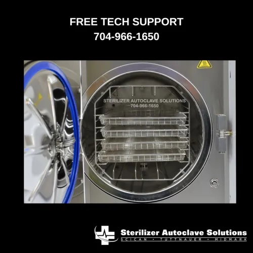 Flight Dental Systems Clave23+ Sterilizer Autoclave door open showing trays