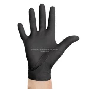 A Halyard PureZero Black Nitrile Exam Glove.