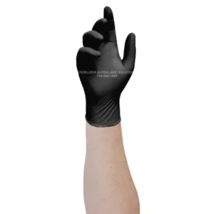 A Halyard PureZero Black Nitrile Exam Glove.