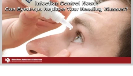 This is a thumbnail graphic for a news article that covers a topic based on eyedrops, with a man using eyedrops in the background