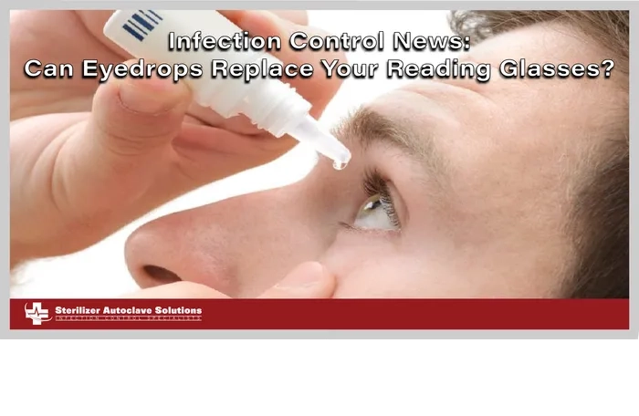 This is a thumbnail graphic for a news article that covers a topic based on eyedrops, with a man using eyedrops in the background
