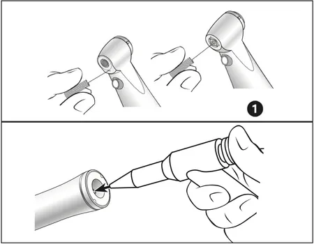 W&H Alegra LED handpiece spray nozzle cleaning graphic 1