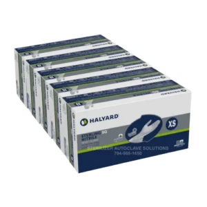 These are 5 boxes of 250 X-Small Halyard STERLING SG* Nitrile Exam Gloves 41657