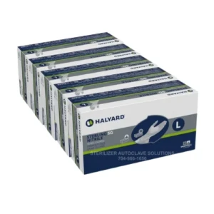 These are 5 boxes of 250 Large Halyard STERLING SG* Nitrile Exam Gloves 41660