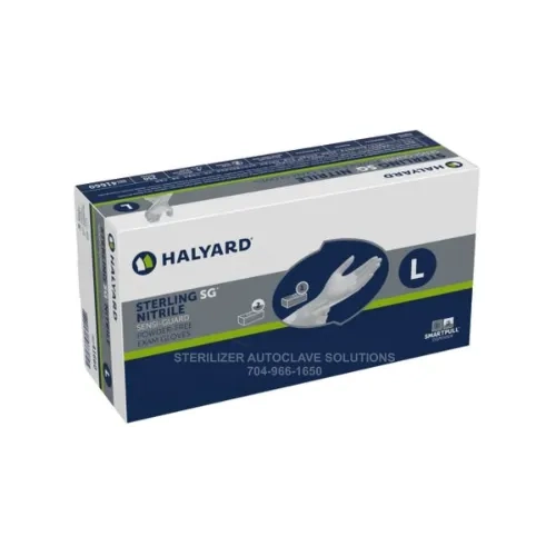 This is a box of Large Halyard STERLING SG* Nitrile Exam Gloves 41660