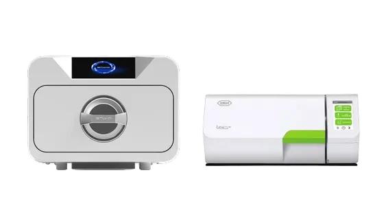This graphic shows two compact autoclaves side by side