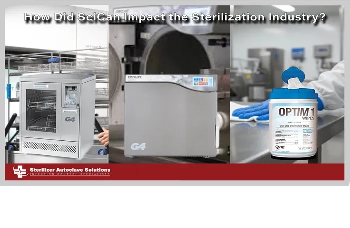 how did scican impact the sterilization industry graphic This is a thumbnail graphic with an instrument washer, autoclave and container of wipes in the foreground with the title of the article above