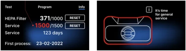 enbio 1500 cycle mandatory maintenance screen graphic