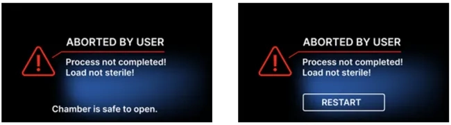 enbio cycle abort chamber ready to open screen graphic